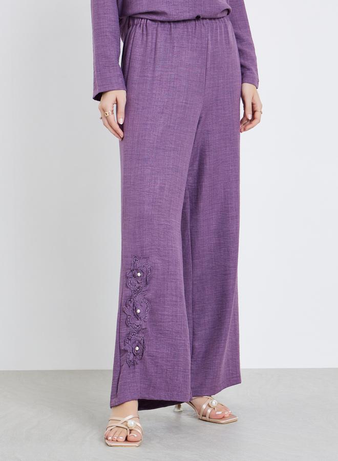 Amirah Women Corsage Detail Maxi Shirt and Pants Modest Set - Image 4